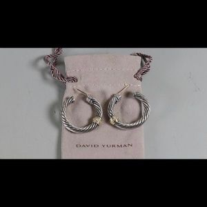 David Yurman Cable Hoops 925 silver and 14kt Gold